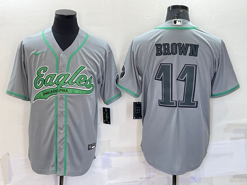 Men's Philadelphia Eagles A.J. Brown #11 Gray Jersey Joint Edition